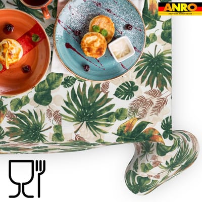 ANRO Tafelkleed Jungle bladeren Meerkleurig 350x140cm Rechte rand Afwasbaar Waterafstotend