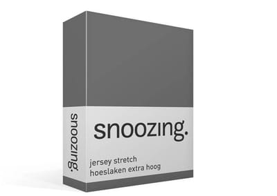 Snoozing Jersey Stretch - Hoeslaken - Extra Hoog - Eenpersoons - 70/80x200/220 cm - Antraciet