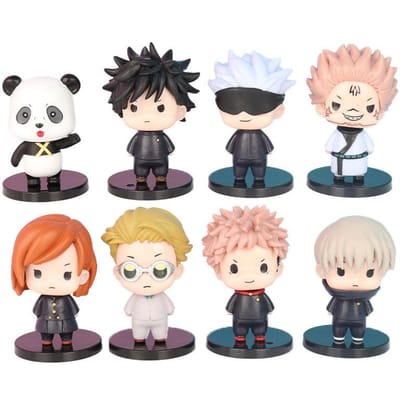 8 Pièces Version Q Jujutsu Kaisen Itadori Yuji Ryomen Sukuna Gojo Satoru Figurine Décoration de Gâteau Poupée Ornements de Bureau Voiture Jouet Cadeau 7cm