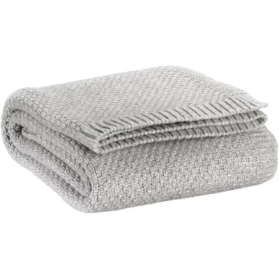 Gebreide gerecycleerde plaid Vivaraise - Danilo (Perle) - 130 x 160 cm
