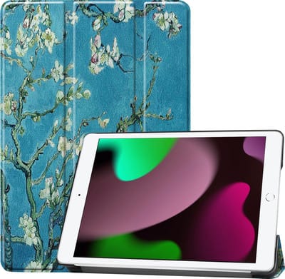 Hoes - Geschikt voor Apple iPad 9 (2021) - 10.2 inch - 9e Generatie - Dun & Stevig - Trifold Bookcase - Hard Cover - Hardcover Book Case - Tablet Hoesje - Bloesem