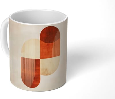 Mok - Koffiemok - Bogen - Beige - Vormen - Mokken - 350 ML - Beker - Koffiemokken - Theemok