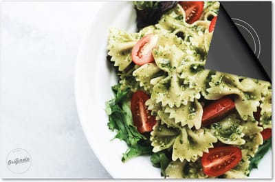 Inductie beschermer 60x60 - afdekplaat inductie mat - Dietrix Kookplaat beschermer - Exclusief - Food - Vlindertjes pasta pesto