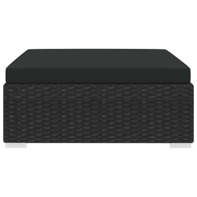 vidaXL - Voetensteun - 1 - st - met - kussen - poly - rattan - zwart