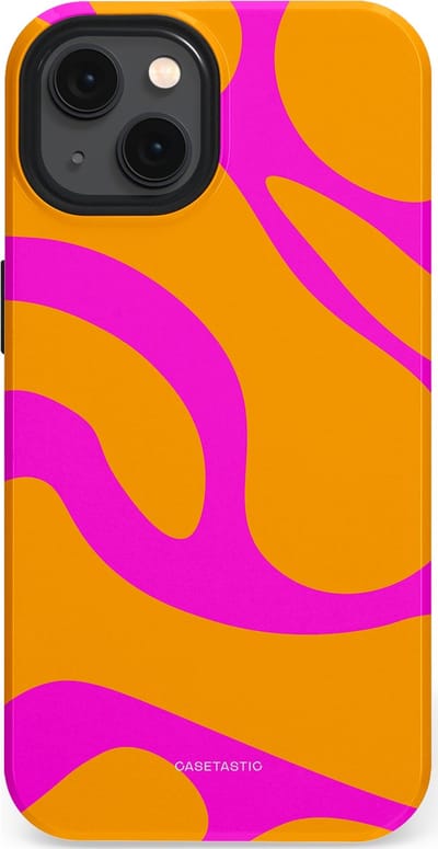 Casetastic Hoesje Geschikt voor Apple iPhone 13 Magsafe - Stijlvolle Beschermende Duo-layer Case - Zonnige Zebra Roze-Oranje