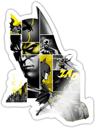 Batman 80th Anniversary Mashup Batmobile Sticker maat S (10 x 10 cm)