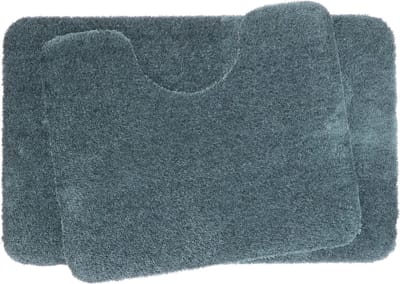 Set - PRIMA - Soft - Badmat - 50x80cm - donker groen - en - Wcmat - 50x60cm - donker groen - met uitsparing 21cm - antislip