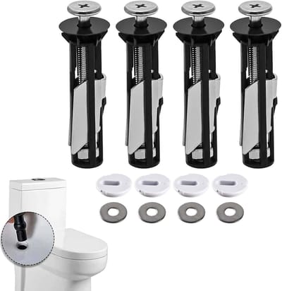 Toiletbril Bevestigingssets, 4 Stuks Roestvrijstalen Schroeven voor Toiletbril, Universele Vervangonderdelen met Afdichtingen en Sluitmechanismen voor Hordeuren en Toiletten