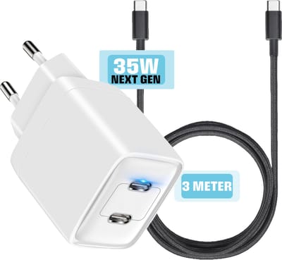 35w usb C Lader Stekker met Snellader usb C Oplader Kabel 3 Meter Lange usb Type C