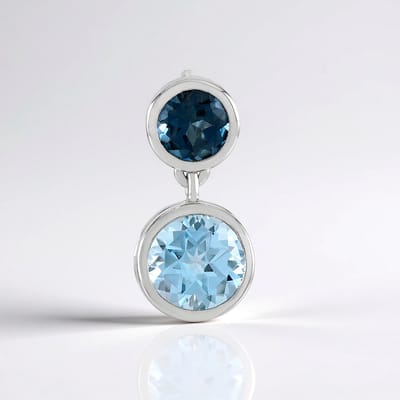 Cavill - Zilveren Hanger - 925 Sterling Zilver Platina Verguld - 3.06 ct Hemelblauwe & Londenblauwe Topaas - Elegante Ronde Edelsteen