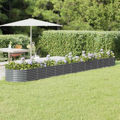 vidaXL - Plantenbak - 512x80x36 - cm - gegalvaniseerd - staal - antracietkleurig