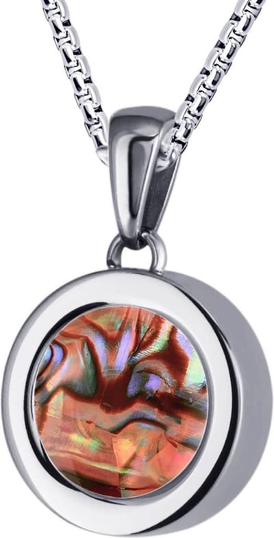 Quiges 12mm Mini Munt Hanger Zilverkleurig RVS Schroefsysteem Glans met Schelp Parelmoer Rood Munt en Anker Ketting 42-46cm