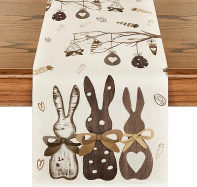 Mode Tafelloper met hazen, paaseieren, lente, keuken, tafeldecoratie voor binnen, vakantie, feest, decoratie, 40 x 140 cm