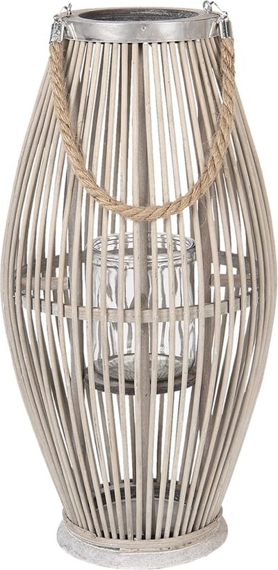 Clayre & Eef Windlicht Grijs Hout