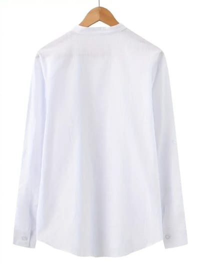 Bovista Linnen Blouse Heren - t shirt - Polo - Overhemd - Shirt - Zomer - Ibiza Stijl - Wit - Maat M