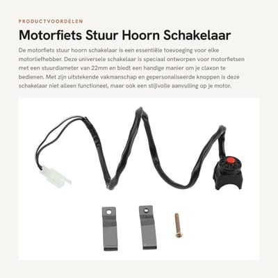Dailygoods - Motorfiets Stuur Hoorn Schakelaar - Universele Stuurknop - Eenvoudige installatie - 22mm - Motoraccessoires - Geschikt voor de meeste mot...