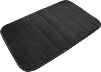 Badmat en haken Antislip badmat Douchemat Extra zacht, absorberend, sneldrogend, wasbare badmat voor badkamers, 39 x 60 cm, zwart