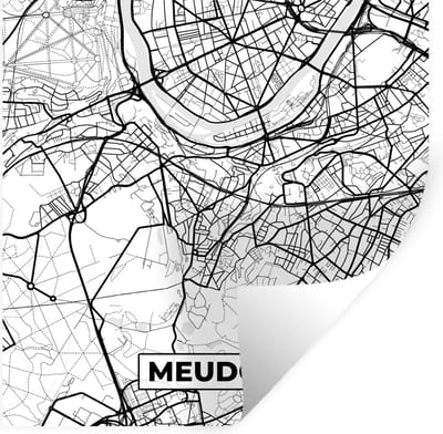 Muurstickers - Sticker Folie - Plattegrond - Meudon - Kaart - Frankrijk - Stadskaart - Zwart wit - 100x100 cm - Plakfolie - Muurstickers Kinderkamer - Zelfklevend Behang XXL - Zelfklevend behangpapier - Stickerfolie