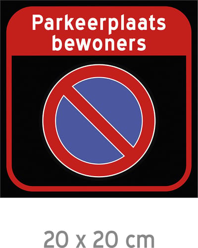 Pictogram/ bord | Parkeerverbod - "Parkeerplaats bewoners" | 20 x 20 cm | Kunststof | Verkeersbord | Bord E1 | Inwoners | Zwart | 1 stuk