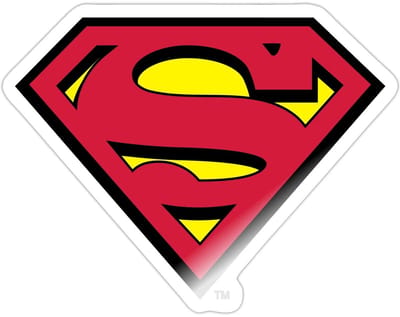 Superman S Schild Origineel Logo Sticker maat S (10 x 10 cm)