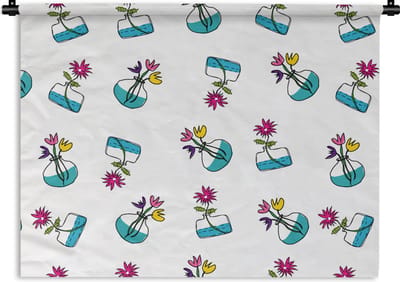 Wandkleed - Wanddoek - Bloemen - Patronen - Lente - 60x45 cm - Wandtapijt