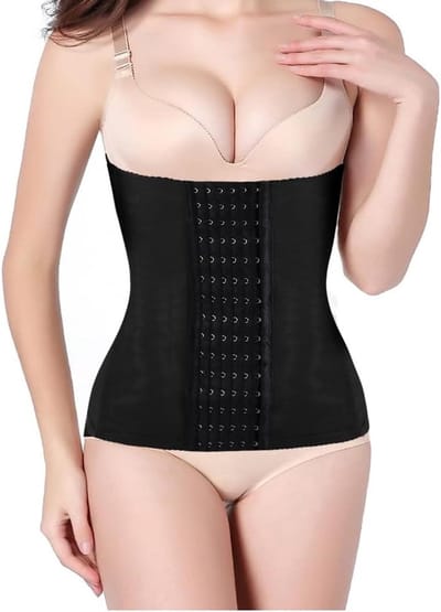 Postpartum Buikband voor Vrouwen - Verstelbare Taille Trainer met 7 Stalen Baleinen - Slanker en Ondersteunend Corset in Zwart (3XL)