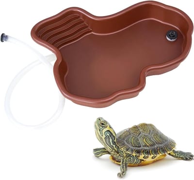 Zwemvijver voor reptielen, grote badkuip voor schildpadden met helling, voerbak en waterreservoir voor reptielen, ideaal voor terrariumgebruik