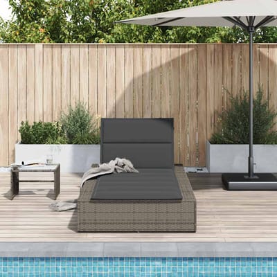 vidaXL - Ligbed - met - zwevend - kussen - poly - rattan - grijs