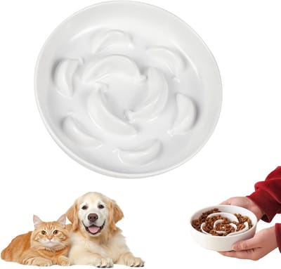 Famanu – Anti-schrokbak voor honden - plastic anti-schrokbak voor honden - goed voor de gezondheid - eenvoudig te reinigen - anti-schrokbak kat voor katten en kleine honden (wit)