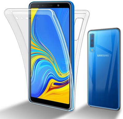Cadorabo Hoesje geschikt voor Samsung Galaxy A7 2018 in TRANSPARANT - 360° Full Body Case Cover Beschermhoes Voor- en achterbescherming, all-round bescherming met displaybescherming