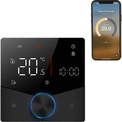 Draadloze Matter Thermostaat voor Huis Water/Gas Boiler Verwarming met APP en Voice Assistant Bediening Boiler heating zwart
