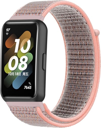 Nylon bandje - geschikt voor Huawei Band 7 - zandroze