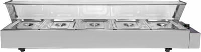 5 pan natte bain marie - rvs - 5x5,5l - met glasafscherming