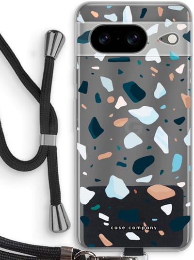 Case Company® - Hoesje met koord geschikt voor Google Pixel 8 hoesje met Koord - Terrazzo N°13 - Telefoonhoesje met Zwart Koord - Bescherming aan alle Kanten en Over de Schermrand