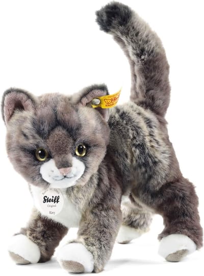 Pluche Kat - Knuffel Diertje - Spelen en Knuffelen - Streelzacht Imitatiebont - 25 cm - Grijs/Beige