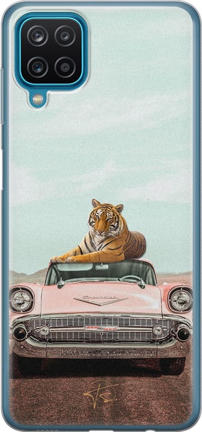 Hoesje geschikt voor Samsung Galaxy A12 - Chill tijger - Soft Case - TPU - Print - Multi - Mooie Telefoonhoesjes