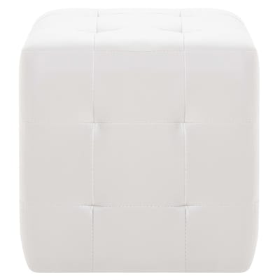 vidaXL - Poef - 2 - st - 30x30x30 - cm - kunstleer - wit