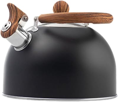 RVS Waterkoker - Theepot Fornuis - Thuiskeuken Kamperen - Luid Fluit Signaal - 3 Liter - Zwart
