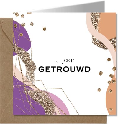 Tallies Cards - greeting - ansichtkaarten - ... jaar Getrouwd - Abstract  - Set van 4 wenskaarten - Inclusief kraft envelop - trouwkaart - trouwen - huwelijk - echtpaar - getrouwd - 100% Duurzaam t