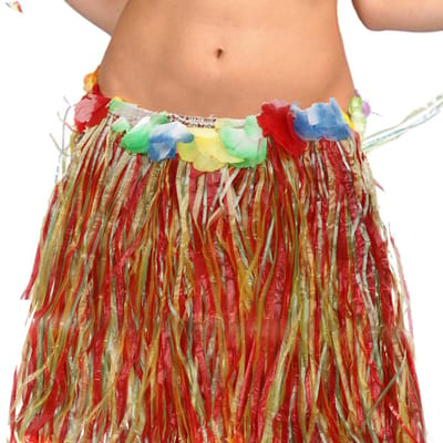 Fiestas Guirca Hawaii verkleed rokje - 2x - voor volwassenen - multicolour - 75 cm - hoela rok
