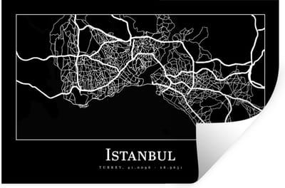 Muurstickers - Sticker Folie - Stadskaart - Istanbul - Plattegrond - Kaart - 30x20 cm - Plakfolie - Muurstickers Kinderkamer - Zelfklevend Behang - Zelfklevend behangpapier - Stickerfolie