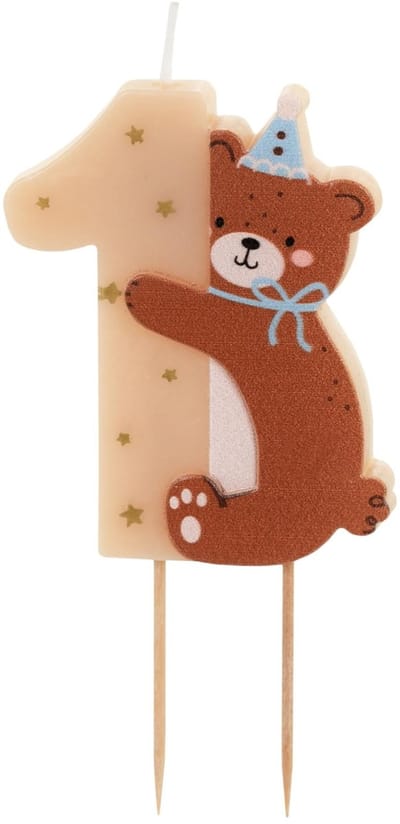 Dailygoods- Taartkaars Schattige Teddybeer - 1e Verjaardag - Kaarsen voor Kinderen - Unieke Taartdecoratie - Veiligheidsvoorzieningen - Betoverende Details - Verjaardagskaars