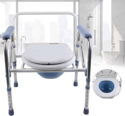 Toiletstoel voor volwassenen, inklapbare toiletstoel, toiletstoel voor ouderen, toiletstoel voor de nacht, toiletstoel, draagbare toiletstoel, in hoogte verstelbaar, 150 kg.