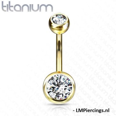 Piercing titanium steen 1.6x10x8 - goud - LMPiercings