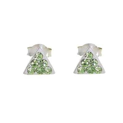 Behave - Oorbellen - 925 Sterling Zilveren Kleine Driehoekige Oorstekers - Licht Groene Kristal steentjes