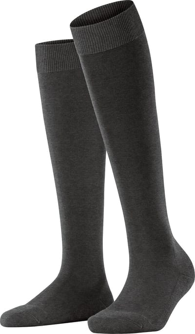 FALKE ClimaWool lang eenkleurig wol lyocell kniekousen dames grijs - maat 37-38