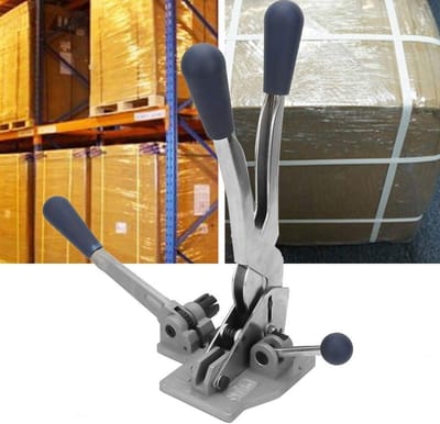 Dailygoods- Omsnoeringsverpakkingsmachine 3-in-1 - Handmatige Stalen Bandspanner - Verpakkingsmachine voor Plaatmetaal - Houten Doos Verpakking - Efficiënt en Duurzaam - Gewicht 2681 g