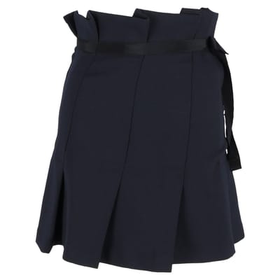 Sandro Paris geplooide minirok met strik in marineblauw polyester