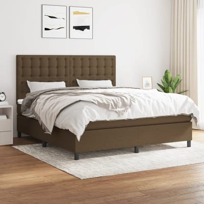 vidaXL - Boxspring - met - matras - stof - donkerbruin - 160x200 - cm