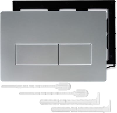 Bedieningsplaat Wit - Spoelplaat - Toilet Renovatie - Inclusief Frame - 6 x 5 x 2 cm - Grijs